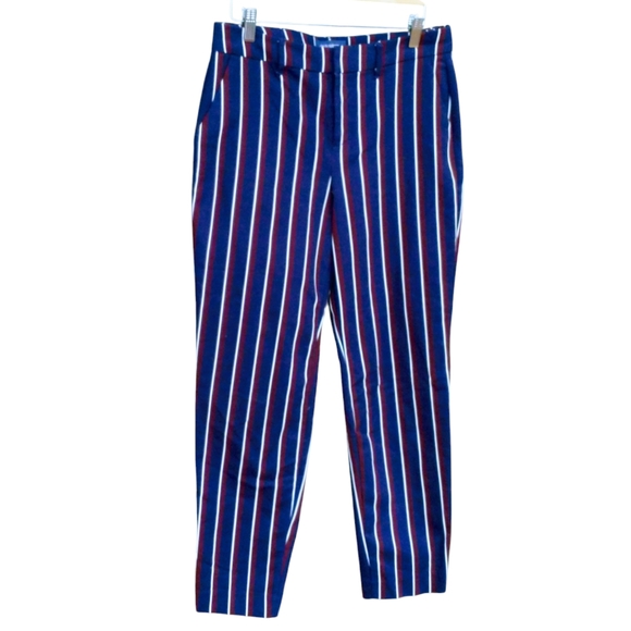 Old Navy Stripes (Navy/White/Burgundy) Relaxed Mid-Rise Women's Pants - Picture 9 of 15